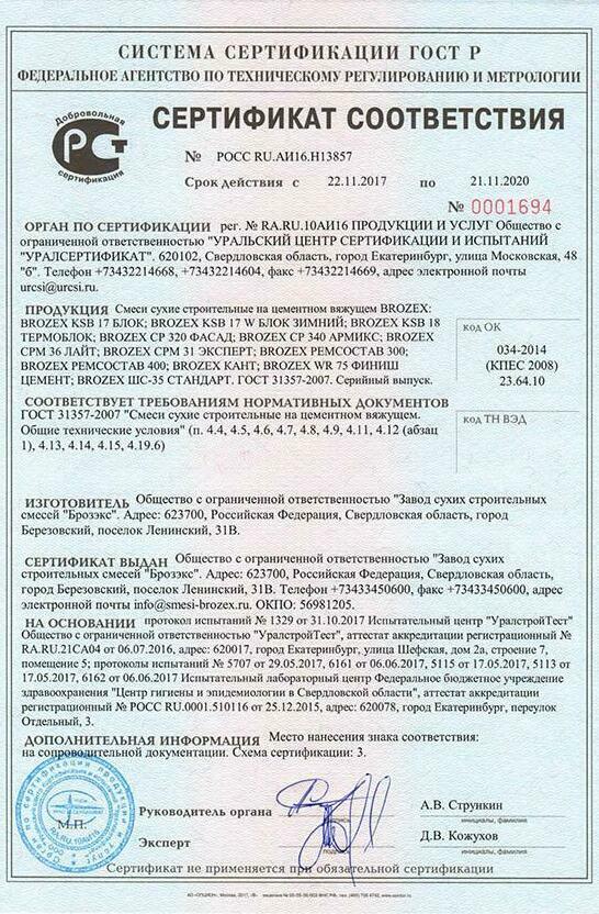 Сертификат соответствия Сертификат соответствия